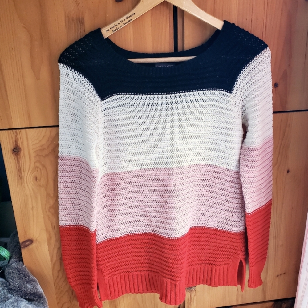 Vince Camuto Open Weave Colour Block Sweater size XS